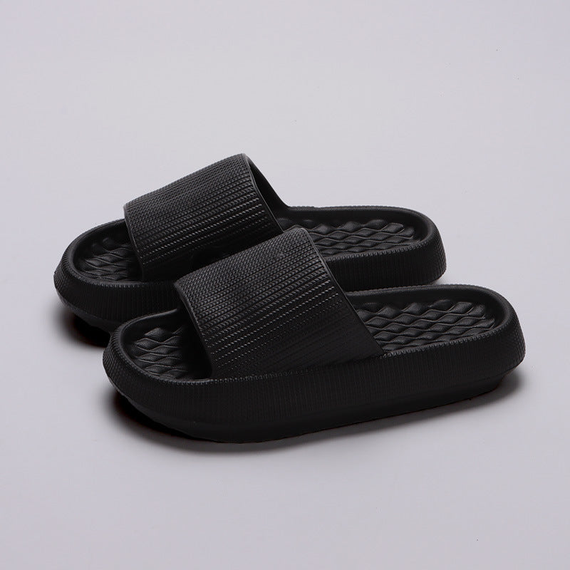 Summer EVA Slippers Solid Color Rhombus Stripe Anti-Slip Slippers New Women'S Home Shoes