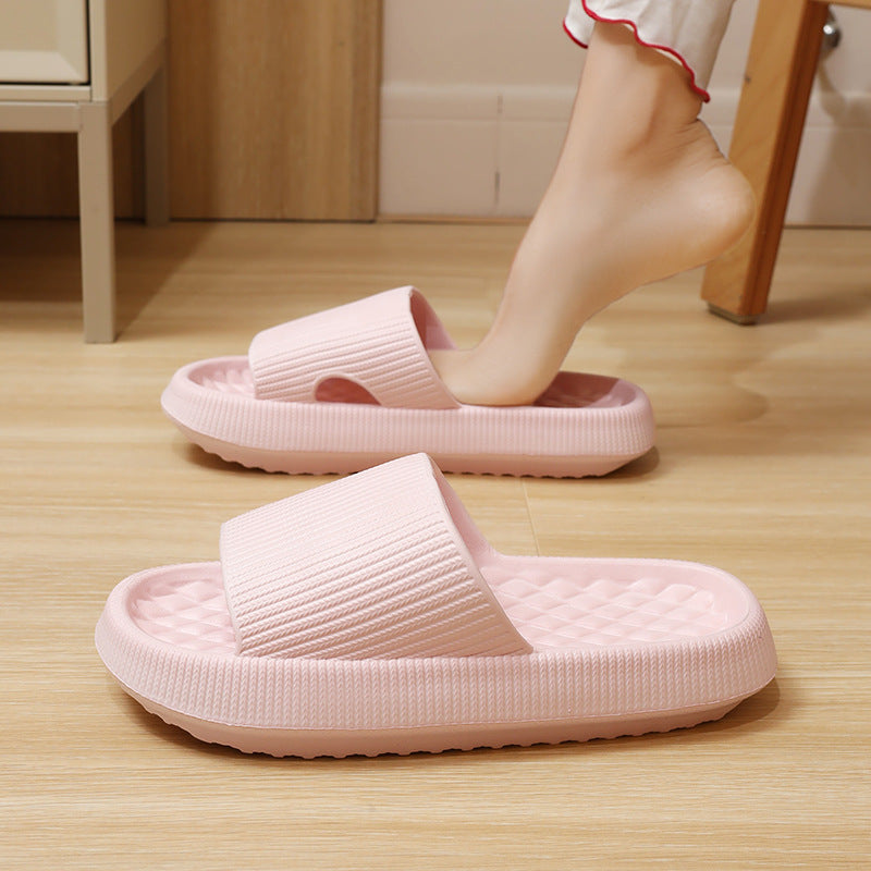 Summer EVA Slippers Solid Color Rhombus Stripe Anti-Slip Slippers New Women'S Home Shoes