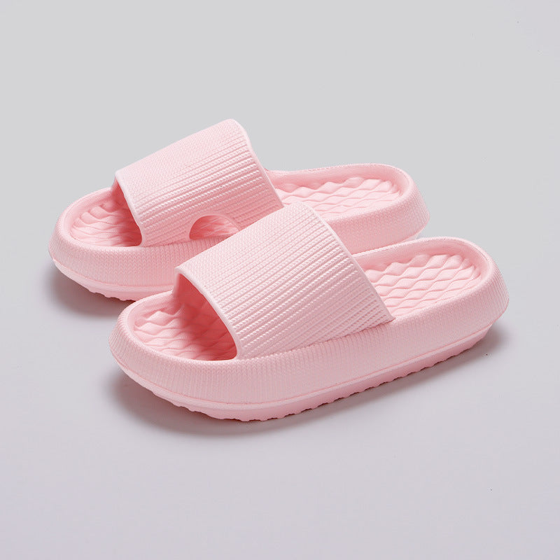 Summer EVA Slippers Solid Color Rhombus Stripe Anti-Slip Slippers New Women'S Home Shoes