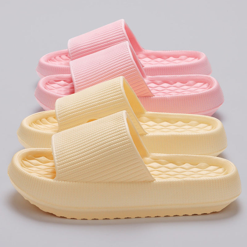 Summer EVA Slippers Solid Color Rhombus Stripe Anti-Slip Slippers New Women'S Home Shoes