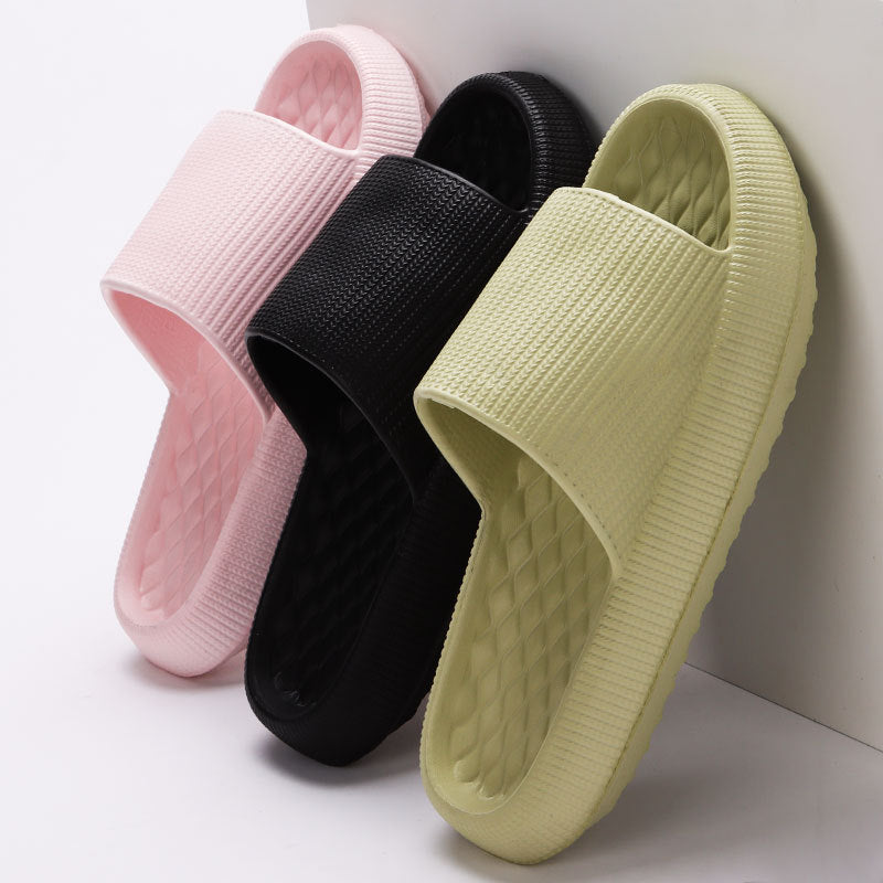 Summer EVA Slippers Solid Color Rhombus Stripe Anti-Slip Slippers New Women'S Home Shoes
