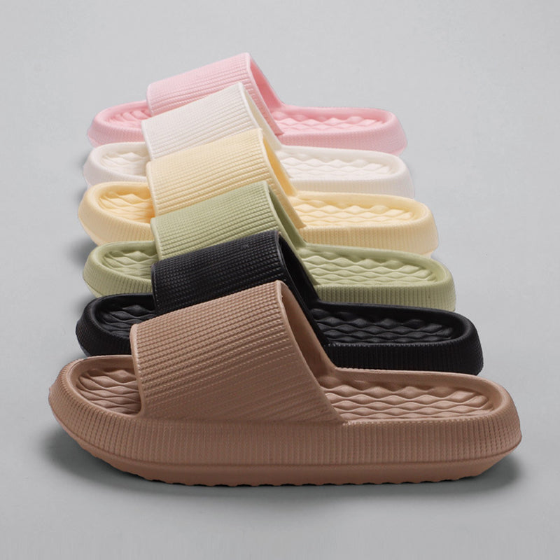Summer EVA Slippers Solid Color Rhombus Stripe Anti-Slip Slippers New Women'S Home Shoes