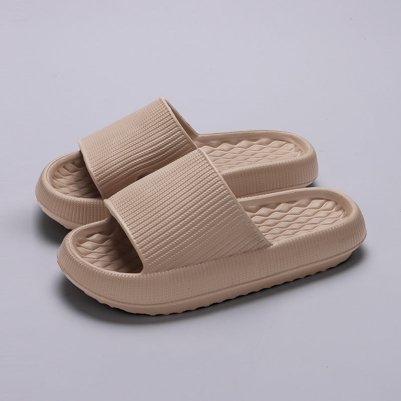 Summer EVA Slippers Solid Color Rhombus Stripe Anti-Slip Slippers New Women'S Home Shoes