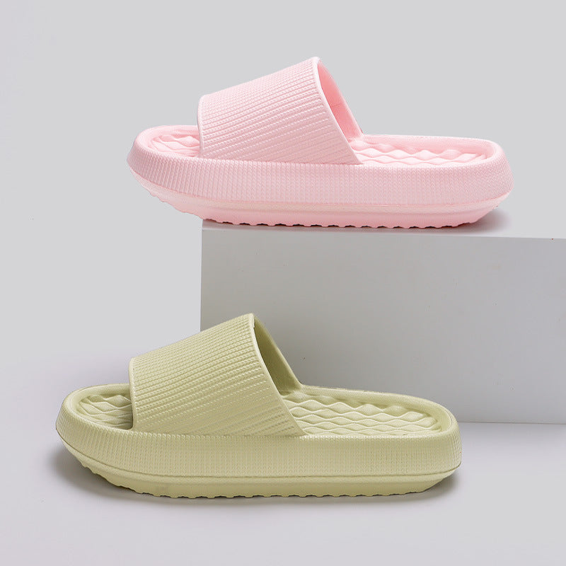 Summer EVA Slippers Solid Color Rhombus Stripe Anti-Slip Slippers New Women'S Home Shoes