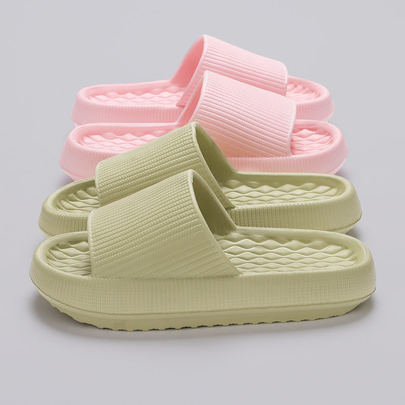 Summer EVA Slippers Solid Color Rhombus Stripe Anti-Slip Slippers New Women'S Home Shoes