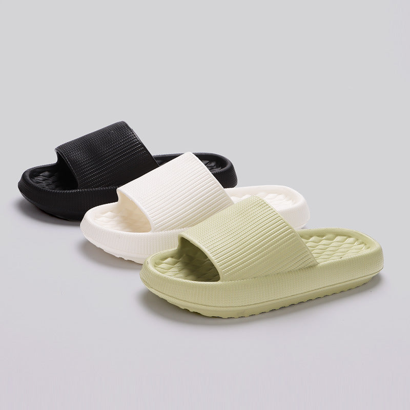 Summer EVA Slippers Solid Color Rhombus Stripe Anti-Slip Slippers New Women'S Home Shoes